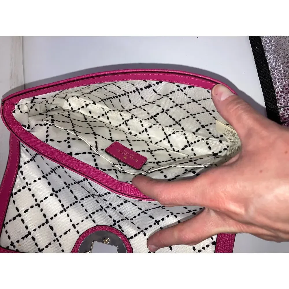 KATE SPADE, SMALL PINK RECTANGULAR SAFFIANO LEATHER CLUTCH